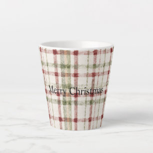 Crème Groen Rood Geruit Strepen Kerstmis  Latte Mok