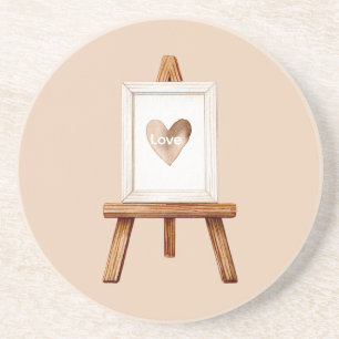 Crème Hart Kunst Liefde Zandsteen Onderzetter