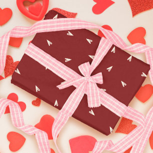 Crème Harten op Bourgondiër - Minimale Valentijn Cadeaupapier