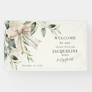 Crème Het binden van de Knoop Bow Hydrangea Douche Spandoek