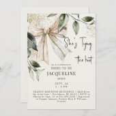 Crème Het binden van de Knoop Bow Hydrangea Weddin Kaart (Voorkant / Achterkant)