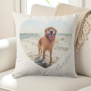 Crème Huisdier Hart Foto Script Persoonlijke Hond Kussen