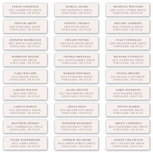 Crème | Individuele gast Adresetiketten Sticker (Voorkant)