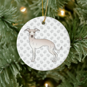 Crème Italiaanse Greyhound Lieve Cartoon Hond Met Keramisch Ornament
