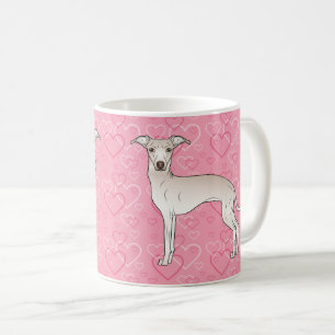Crème Italiaanse Greyhound Lieve Hond Op Roze Hart Koffiemok