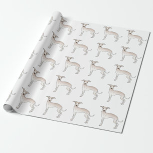 Crème Italiaanse Greyhound Mooie Cartoon Hond Patr Cadeaupapier