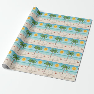 Crème Italiaanse Greyhound op tropisch zomerstrand Cadeaupapier