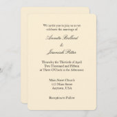 Crème Ivoire Noir Plaine Simple Faire-part de mari (Devant / Derrière)