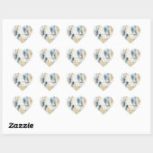 Crème ivoor blauw abstract strand goud glans hart sticker (Vel)