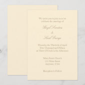 Crème Ivoor Bruin Duidelijke Eenvoudige Huwelijksu Kaart (Voorkant / Achterkant)