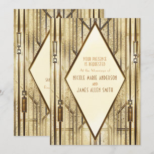 Crème ivoor goud 20's Art Deco Gatsby glamour brui Kaart