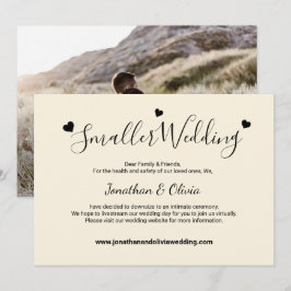 Crème ivoor kleinere trouwfoto downsize bruiloft aankondiging