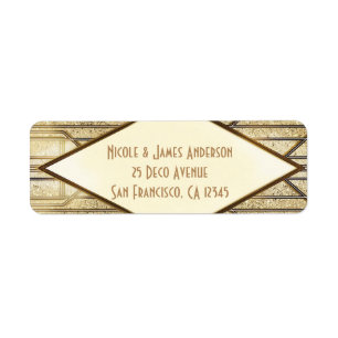 Crème Ivoorgoud 20'er jaren Art Deco Gatsby Glam B Etiket