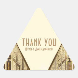 Crème Ivoorgoud 20's Art Deco Gatsby Glam Bruiloft Driehoek Sticker