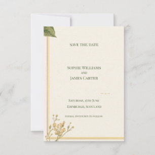 Crème Ivoorkleurige Botanische Blad Minimale Trouw Save The Date