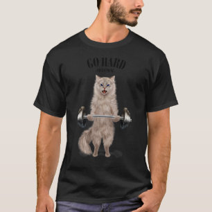 Crème Katten Spier Training Gewichtheffen Fitness T-shirt
