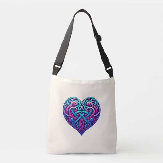 Crème Keltisch Hart Crossbody Tas (Voorkant)