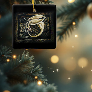 Crème Keltische Kunst Draak Fantasie Keramisch Ornament