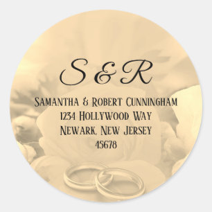 Crème Kleur Bloemen met Ringen Sticker