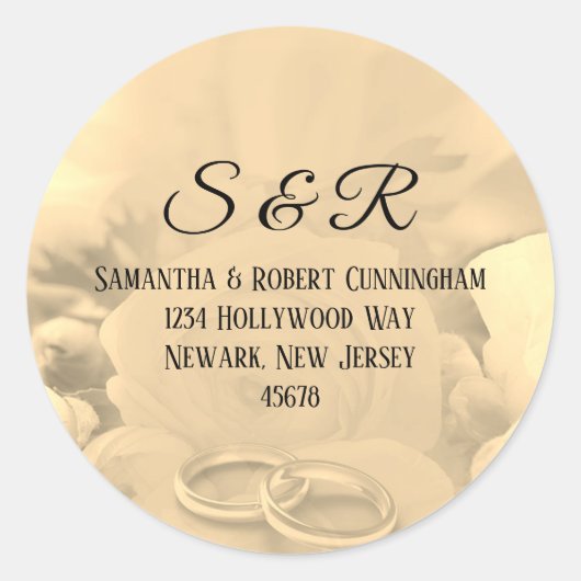 Crème Kleur Bloemen met Ringen Sticker (Voorkant)