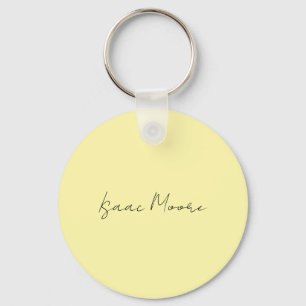 Crème Kleur Eenvoudige Elegante Script Calligrafie Sleutelhanger