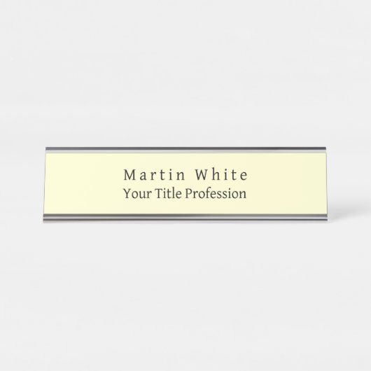 Crème Kleur Plain Elegant Professioneel Modern Bureau Naambordje (Voorkant)
