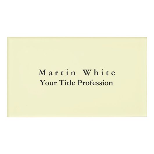 Crème Kleur Plain Elegant Professioneel Modern Naambadge (Voorkant)