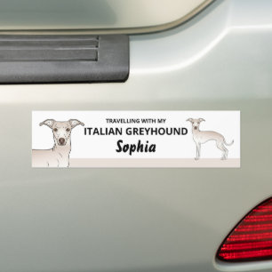 Crème Kleur - Reizen Met Mijn Italiaanse Windhond Bumpersticker