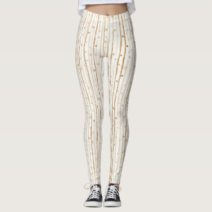 Crème Koffie Bruine Strepen Stippen Leggings