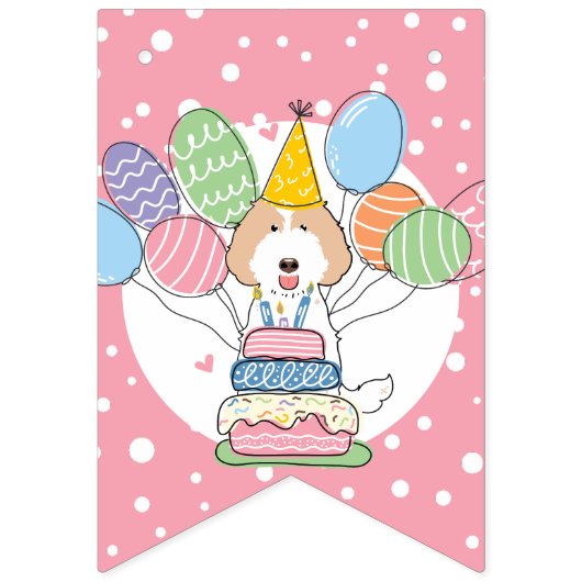 Crème Labradoodle Anniversaire Fête Drapeaux (Premier drapeau)