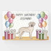 Crème Labrador Retriever Lab Hond Kleurrijke Verja Spandoek (Horizontaal)