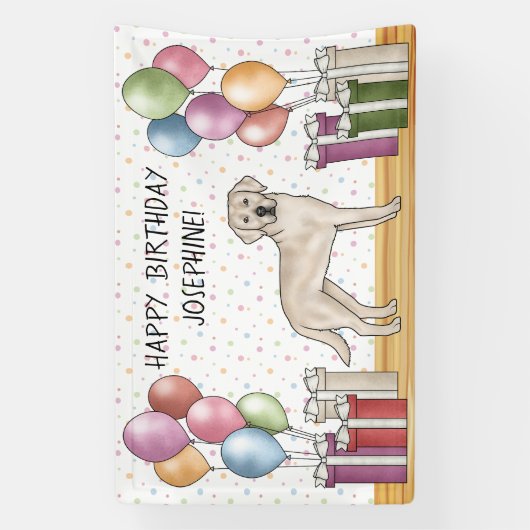 Crème Labrador Retriever Lab Hond Kleurrijke Verja Spandoek (Verticaal)