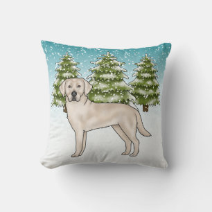 Crème Labradorsh retriever Blauwe Winter Kerstmis Kussen