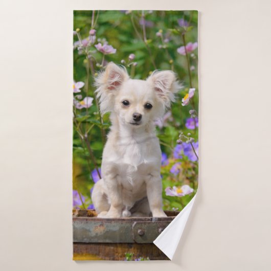 Crème lâche Chihuahua Dog Puppy Pet Photo (Serviette de bain)