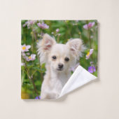 Crème lâche Chihuahua Dog Puppy Pet Photo (Gant de toilette)
