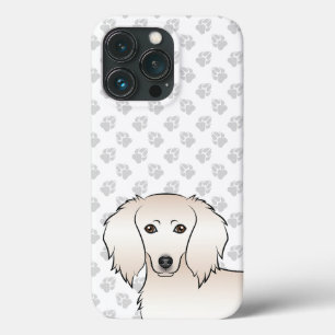 Crème Lange Haren Dachshund Schattige Cartoon Hond iPhone 13 Pro Hoesje