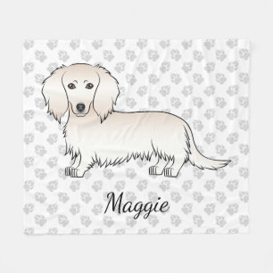 Crème Lange Haren Dachshund Schattige Cartoon Hond Fleece Deken