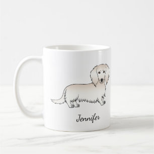 Crème Lange Haren Dachshund Schattige Cartoon Hond Koffiemok
