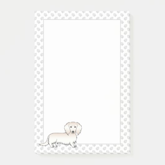 Crème Lange Haren Dachshund Schattige Cartoon Hond Post-it® Notes (Voorkant)
