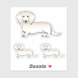 Crème Lange Haren Dachshund Schattige Cartoonhond Sticker