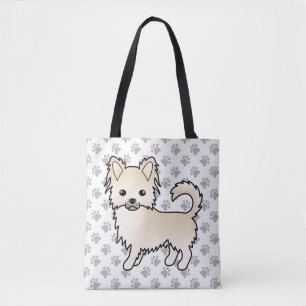 Crème Lange Jas Chihuahua Cartoon Hond & Pootjes Draagtas