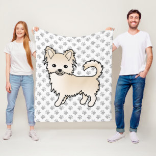 Crème Lange Jas Chihuahua Cartoon Hond & Pootjes Fleece Deken