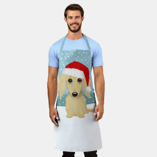 Crème Langharige Dachshund Kersthond Kerstmis Schort
