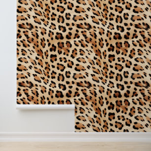 Crème Leopard Dierenprint Behang