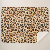 Crème Leopard Dierenprint Sherpa Deken (Voorkant (horizontaal))