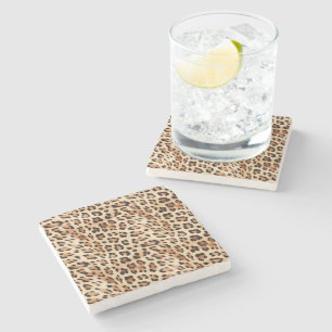 Crème Leopard Dierenprint Stenen Onderzetter