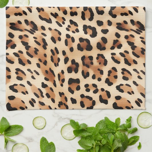 Crème Leopard Dierenprint Theedoek (Gevouwen)