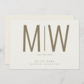 Crème Lg. Monogram Bruiloft Save the Date III (Voorkant / Achterkant)