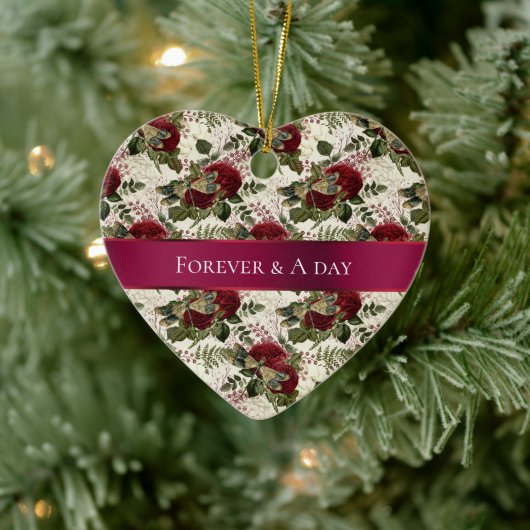 Crème Libellen en Rozen Keramisch Ornament (Boom)