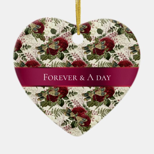 Crème Libellen en Rozen Keramisch Ornament (Voorkant)